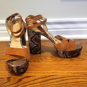 Sam Edelman snake print platform block heels size 9